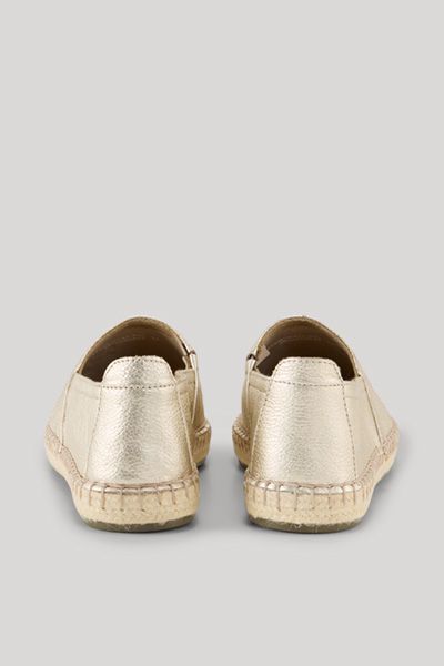 Geprägte Leder-Slipper mit Jutesohle