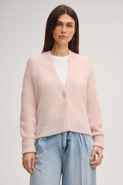 Locker geschnittene Alpaka-Mix Strickjacke