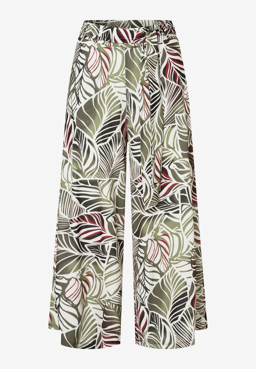 Weite Culotte mit Tropenblatt-Print