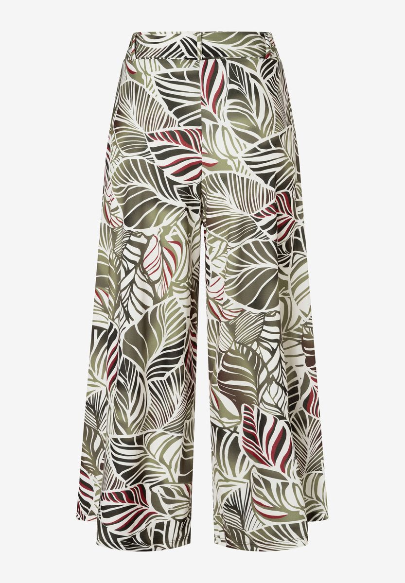 Weite Culotte mit Tropenblatt-Print