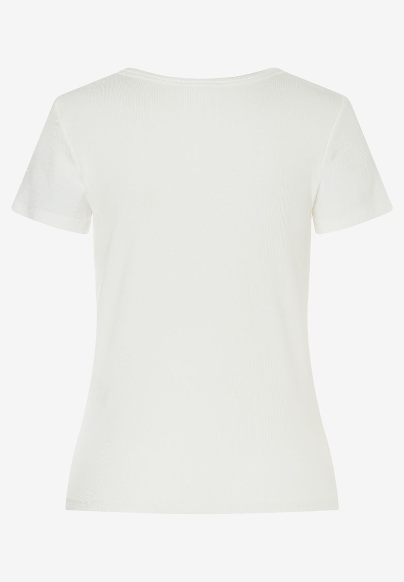 Glänzendes Rippenshirt mit Kurzarm