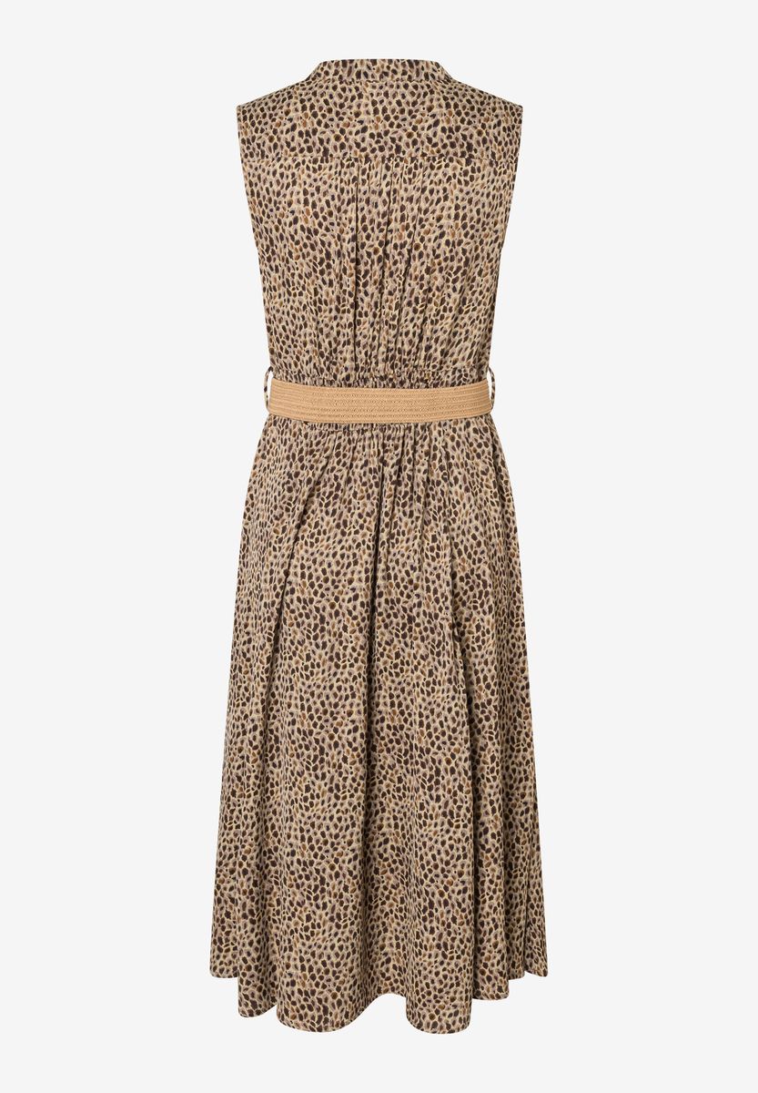 Midi-Kleid mit Leoprint und Gürtel