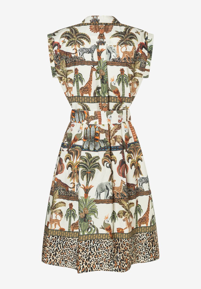 Hemdblusenkleid mit Jungle-Print und Gürtel