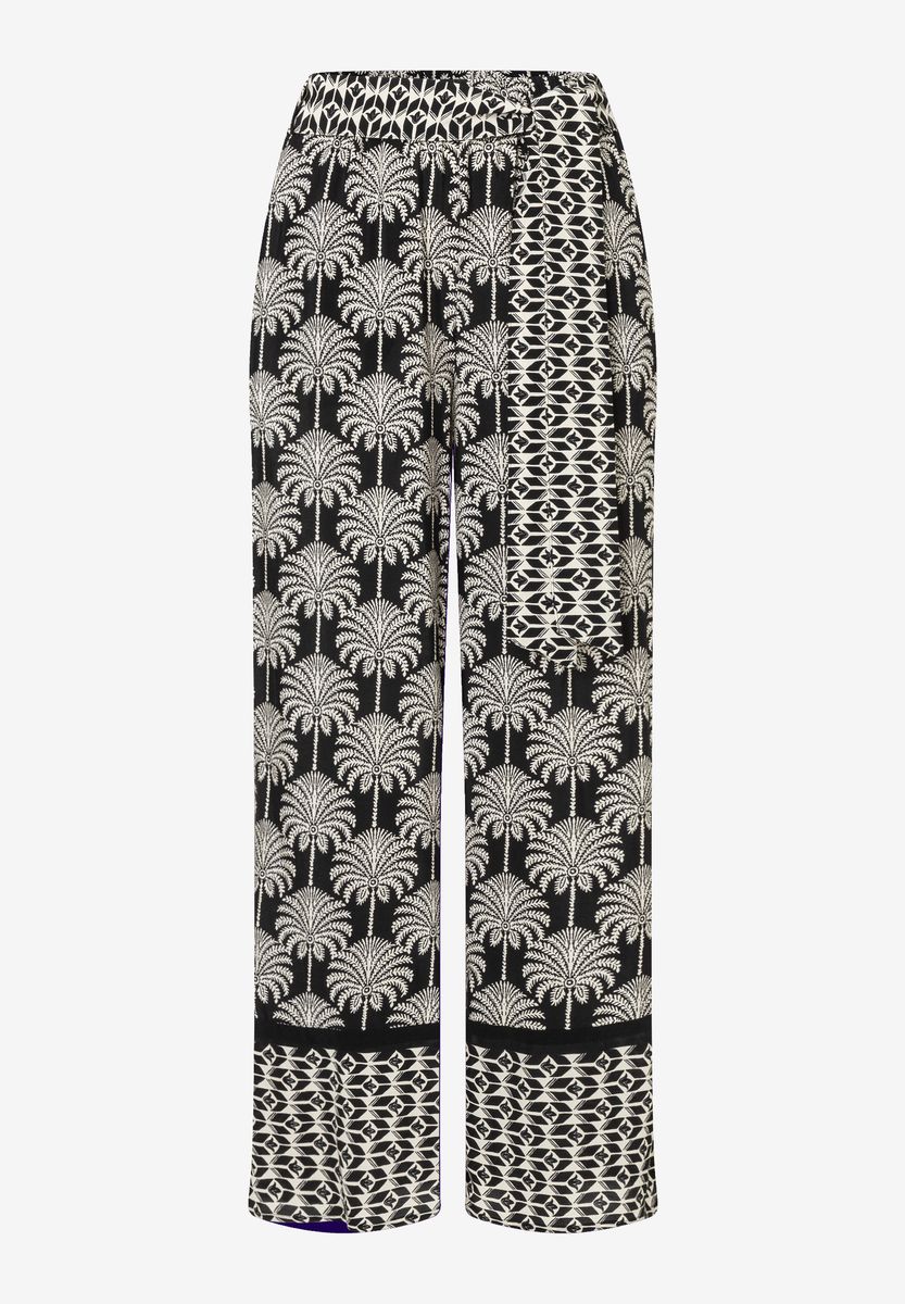 Verkürzte Stoffhose mit Palmenprint
