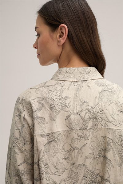 Bedruckte Bluse aus Leinen-Viskose-Mix
