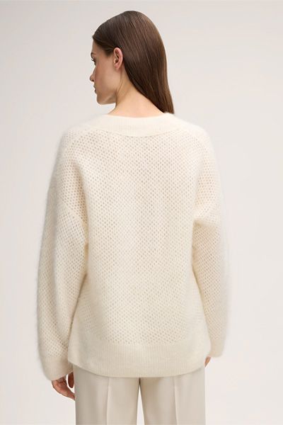 Oversized-Cashmere-Pullover mit V-Ausschnitt