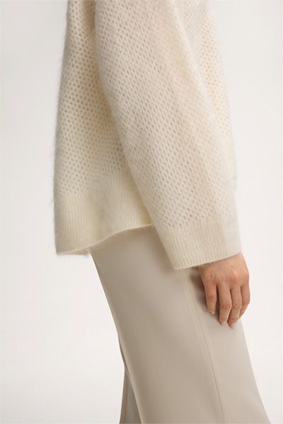 Oversized-Cashmere-Pullover mit V-Ausschnitt