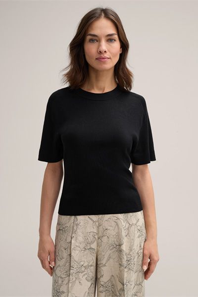 Elegantes Seide-Baumwolle-Strickshirt