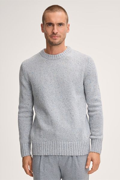 Strukturierter Wollmischung-Pullover mit Rundhalsausschnitt