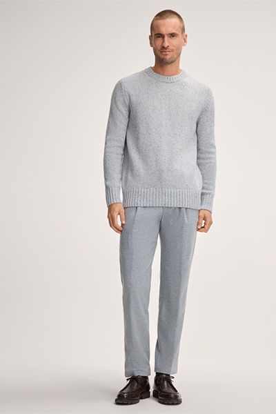 Strukturierter Wollmischung-Pullover mit Rundhalsausschnitt