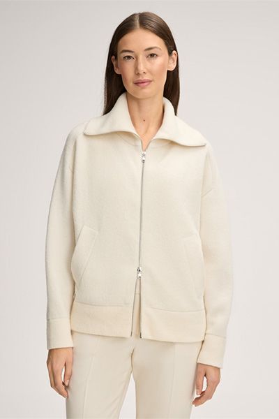 Double-Knit Schurwolljacke mit Reißverschluss