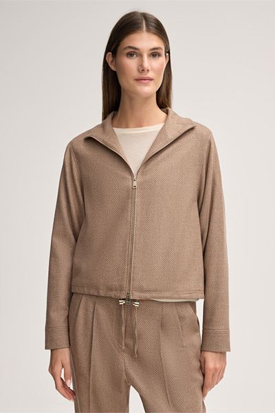 Moderner Woll-Leinen Zipper-Blouson
