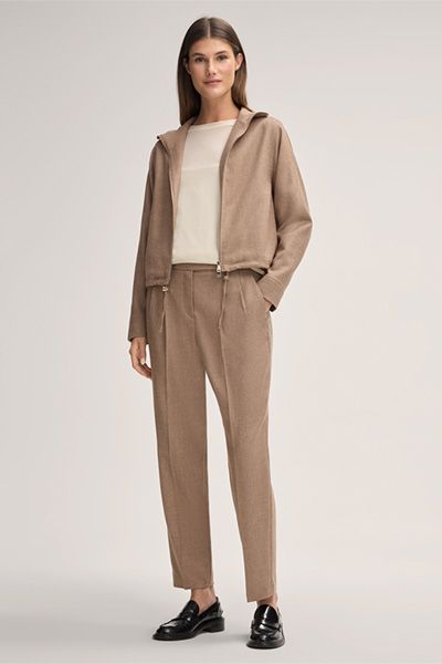 Moderner Woll-Leinen Zipper-Blouson
