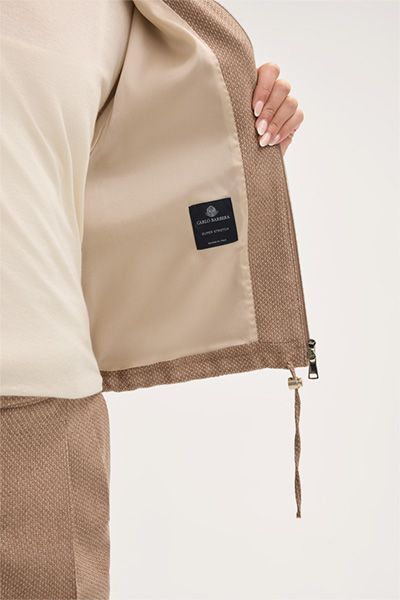 Moderner Woll-Leinen Zipper-Blouson