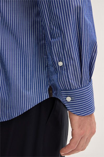 Schmal Gestreiftes Baumwollhemd in Slim-Fit