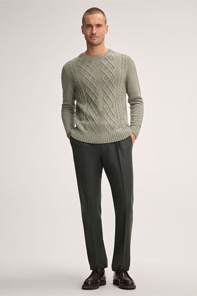 Kaschmirmischung-Pullover mit Zopfmuster