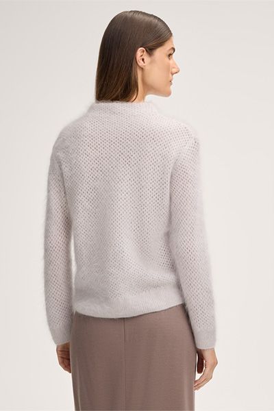 Kaschmirpullover mit Lochmuster und Stehkragen