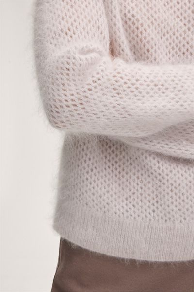 Kaschmirpullover mit Lochmuster und Stehkragen