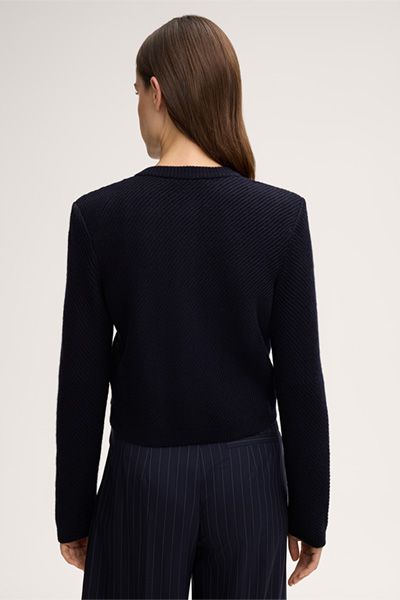 Strukturierte Strickjacke aus Schurwoll-Kaschmir-Mix