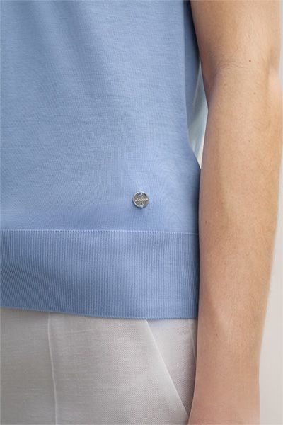 Ärmelloses Polo aus Lyocell-Baumwolle