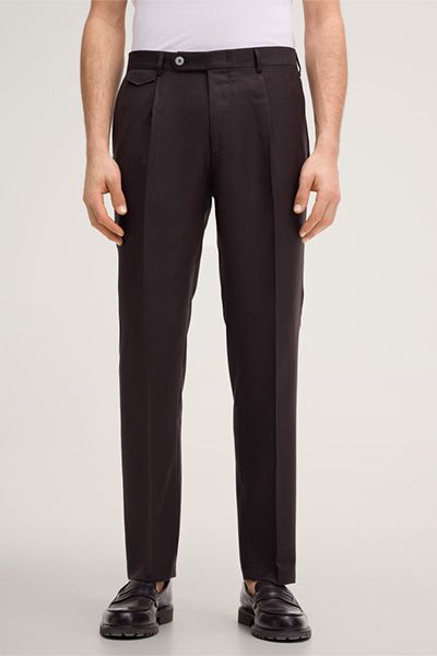 Taillierte Schurwollhose mit Bundfalte