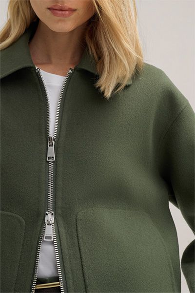 Doubleface-Wolljacke mit Reißverschluss