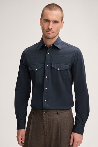 Baumwollhemd im Western-Stil mit Druckknöpfen