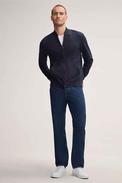 Blouson-Zip-Jacke aus Baumwoll-Kaschmir