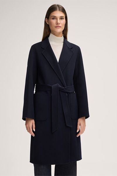 Eleganter Doubleface-Wollmantel mit Bindegürtel
