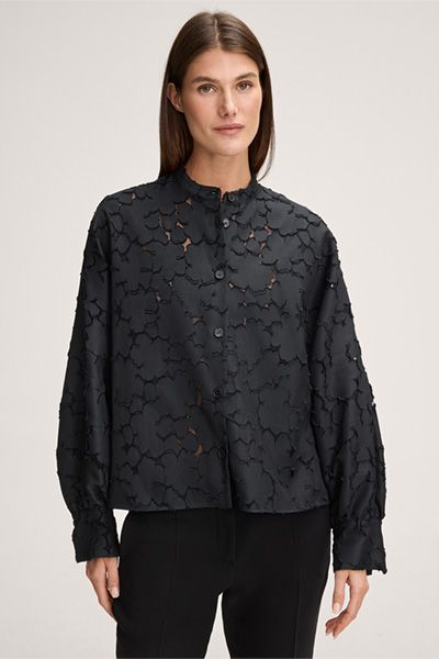 Oversize-Bluse mit floraler Struktur
