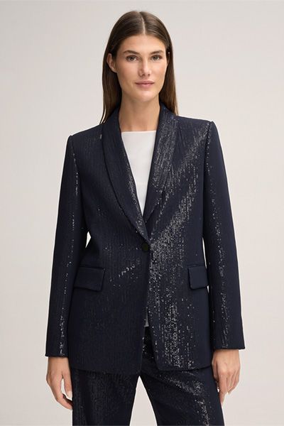 Pailletten-Chiffon-Blazer mit Schalkragen