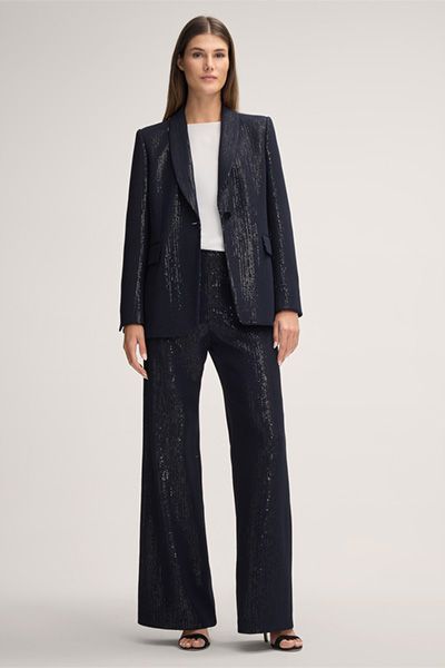 Pailletten-Chiffon-Blazer mit Schalkragen
