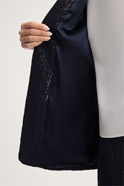 Pailletten-Chiffon-Blazer mit Schalkragen