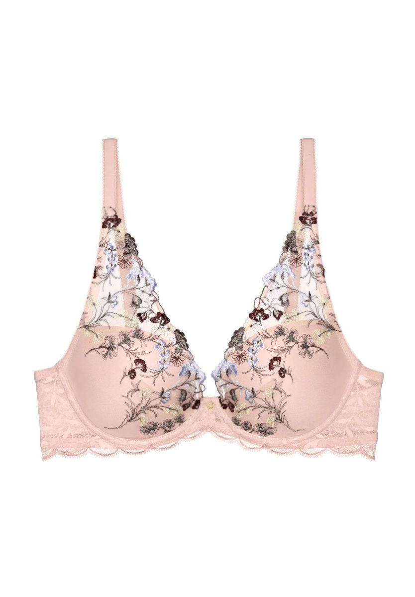 BH mit Blumstickerei und Spitzenbesatz