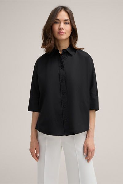 Baumwollstretch-Cape-Hemdbluse