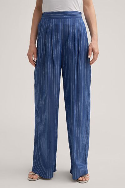 Gestreifte Marlenehose aus Seidenmix