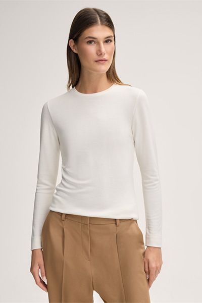 Minimalistisches Interlock-Longsleeve mit Rundhalsausschnitt