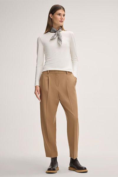 Minimalistisches Interlock-Longsleeve mit Rundhalsausschnitt