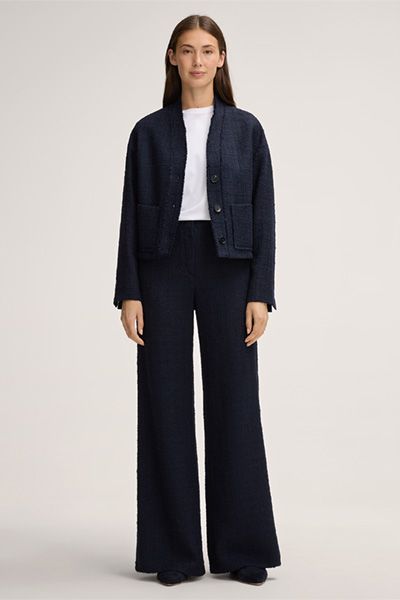 Tweed-Marlene-Hose mit weitem Bein