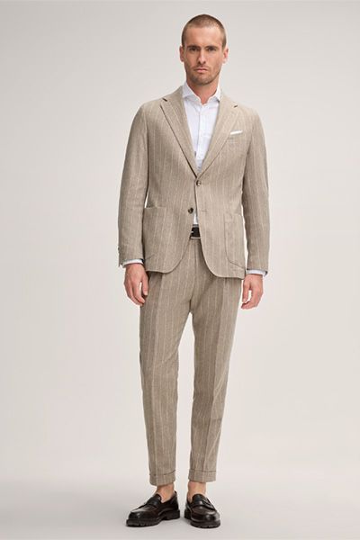 Bundfaltenhose aus Flanell mit Streifen