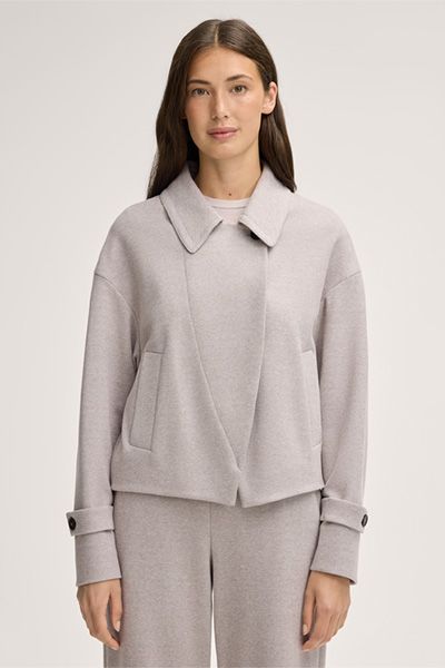 Moderne asymmetrische Jersey-Kurzblazer-Jacke