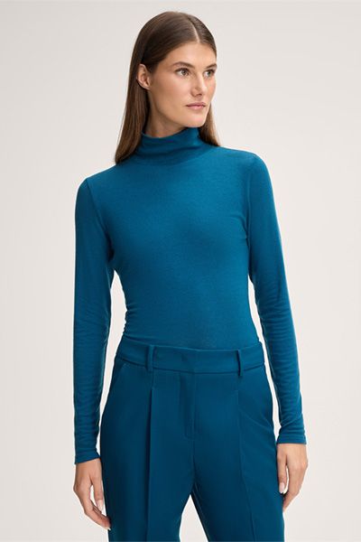 Leichtes Wollstretch-Rollkragen-Shirt