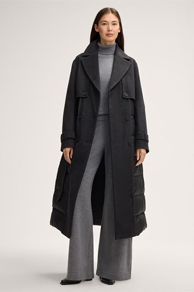 Zweireihiger Hybrid-Wollmantel mit Steppung