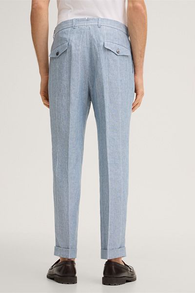 Nadelstreifen-Leinenhose mit Bundfalte
