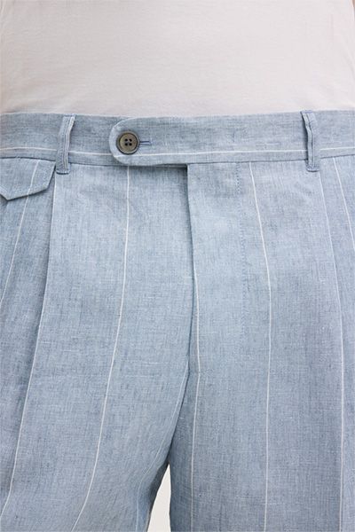 Nadelstreifen-Leinenhose mit Bundfalte