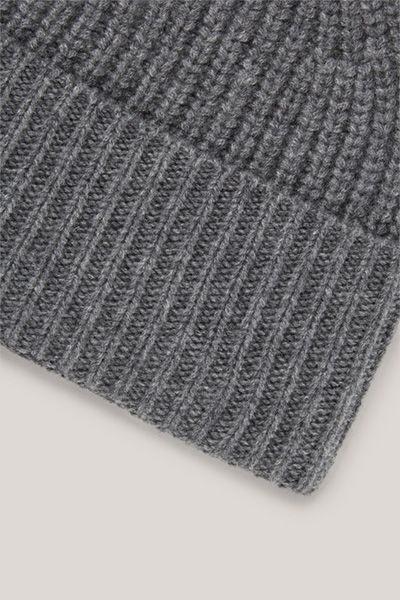 Rippstrick-Cashmere-Mütze mit Umschlag