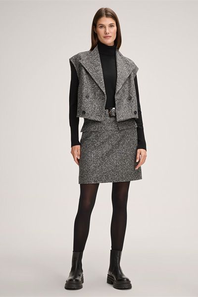 Doppelreihige Fischgrät-Tweed-Weste