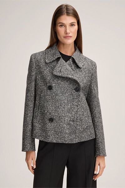 Zweireihige Tweed-Jacke mit Fischgrätmuster