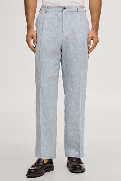 Weite Leinenhose mit Bundfalte