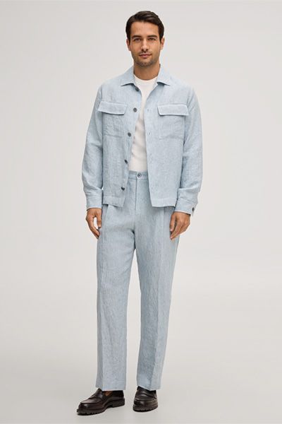 Weite Leinenhose mit Bundfalte